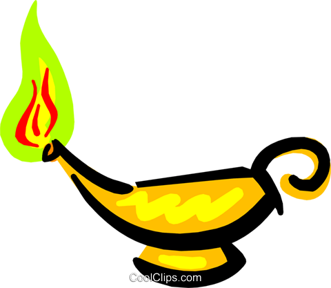 Genie's Lamp Royalty Free Vector Clip Art Illustration - Biblical Oil Lamp Clipart (480x417)
