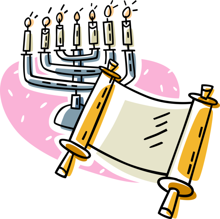 Vector Illustration Of Menorah Lampstand Seven-branched - Vector Illustration Of Menorah Lampstand Seven-branched (704x700)