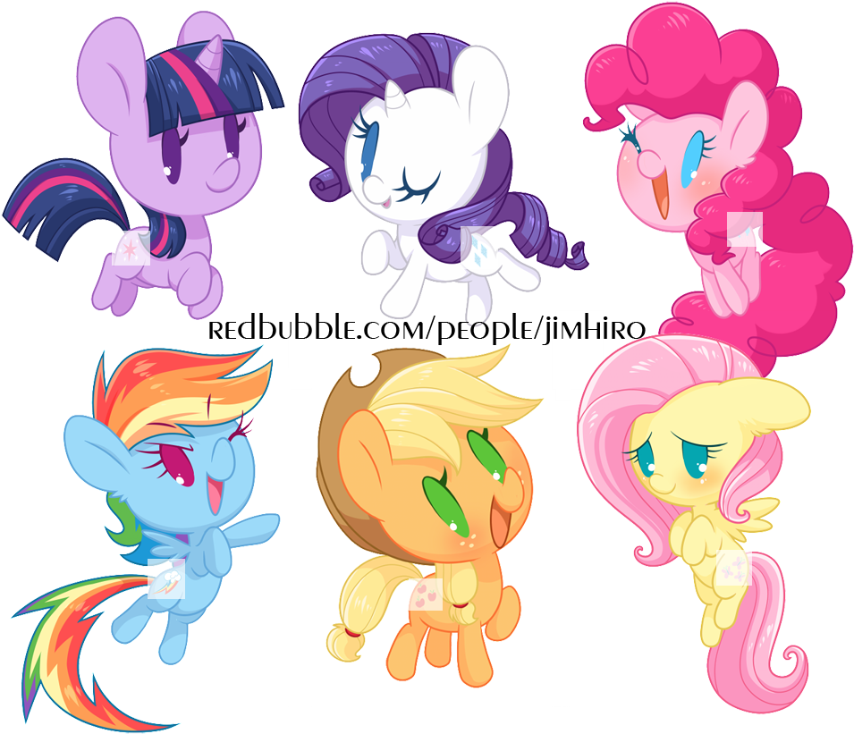 Mlp Chibis Mane 6 By Popcornpuffs - Cartoon (1000x841)