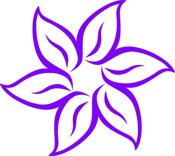 Purple Lily Clip Art At Clker - Flower Clipart Black And White (600x536)