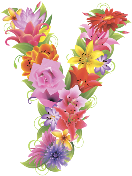 Английский Алфавит, Буква Y, Цветочный Алфавит, Цветы, - Буква Л Из Цветов (450x600)