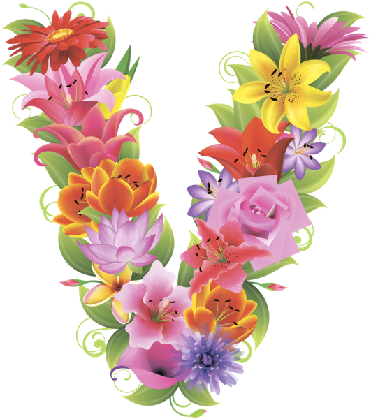 Английский Алфавит, Буква V, Цветочный Алфавит, Цветы, - Artificial Flower (531x600)