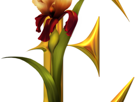 Lettre Alphabet Avec Fleurs - Alfabeto Orquidea P Dourado Jpg (440x333)