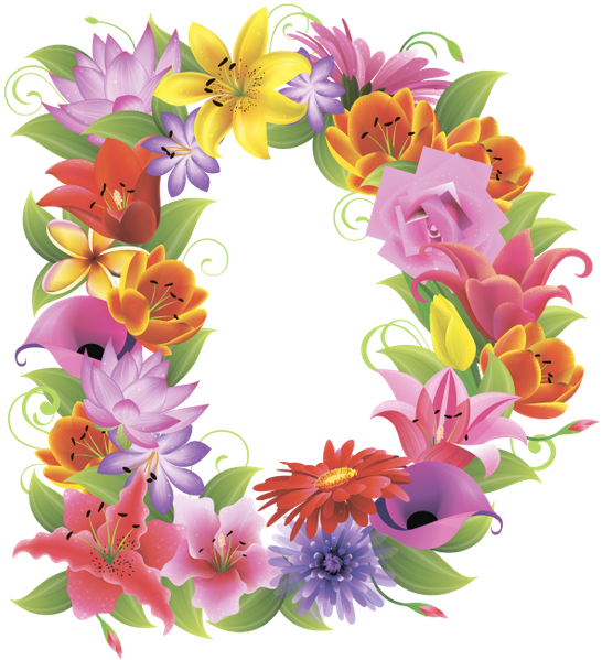 Английский Алфавит, Буква D, Цветочный Алфавит, Цветы, - Evsimo Dekoratif Yastık 40x40cm 452-13217 (554x600)