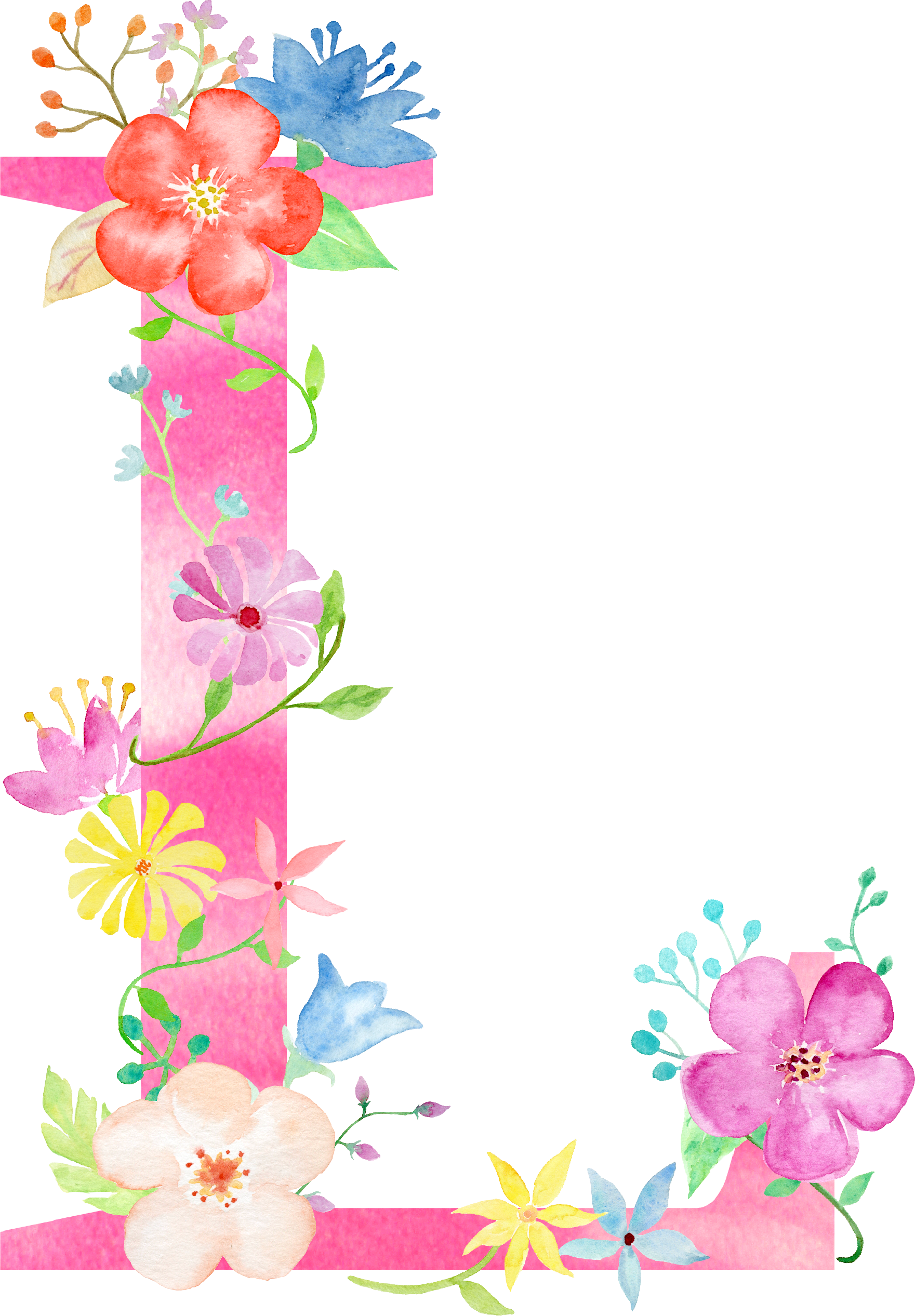 Letter Floral Design Cushion Alphabet - Floral Designed Letter L (1761x2533)