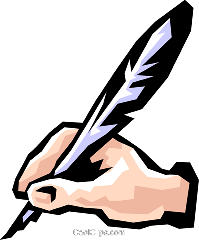 Quill Clipart Hand Writing - Writing Hand Vector Png (398x480)