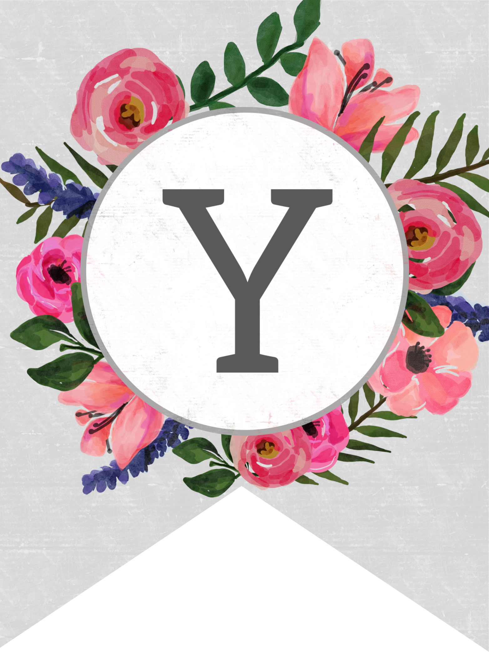 Flower Banner Alphabet Letters Free Printable Y - Flower Banner (1563x2083)