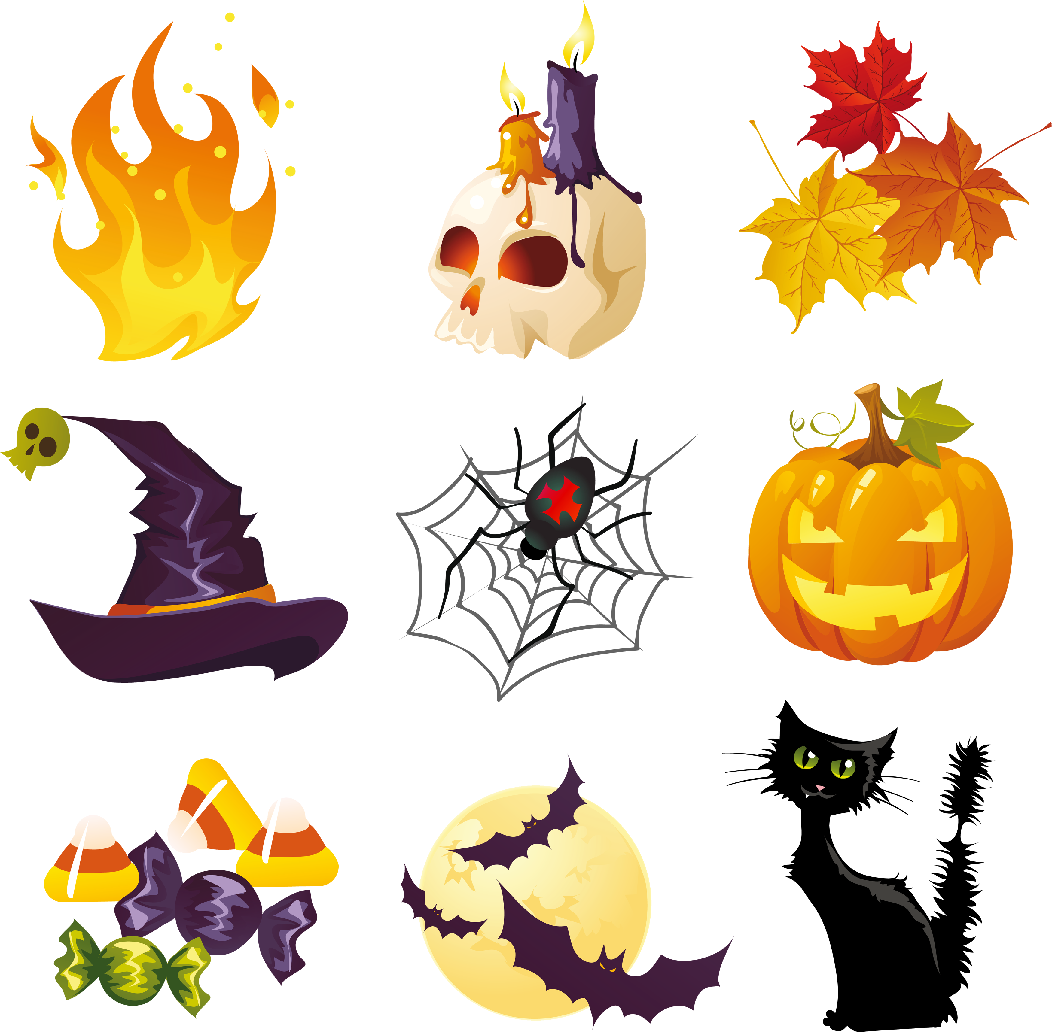 Halloween Pictures Collection Clipart - Halloween Icon Set Large Mug (3500x3460)