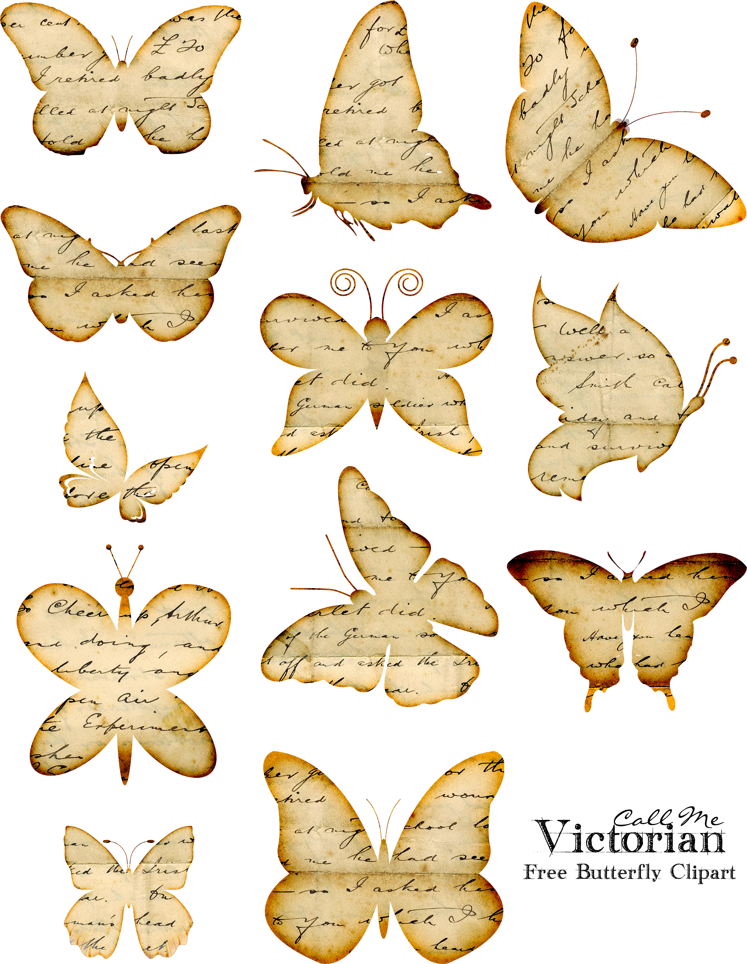 Free Butterfly Clipart Images - Printable Vintage Butterfly (2550x3300)