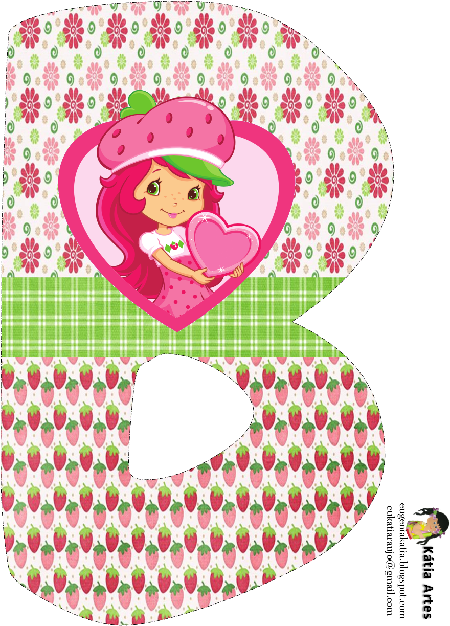 Alfabeto De Strawberry Shortcake Con Fresas Y Flores - Strawberry Shortcake (892x1237)