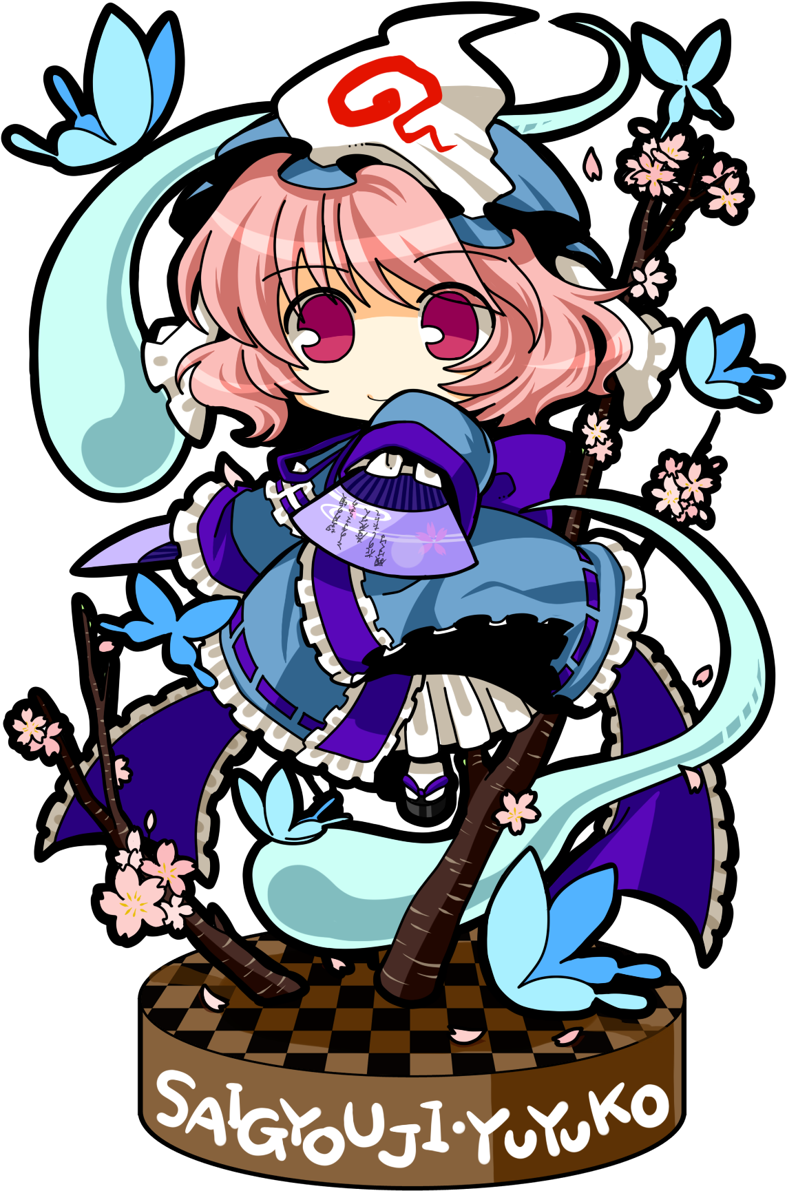 Blue Dress Butterfly Character Name Cherry Blossoms - Cartoon (1181x1771)