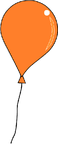 Floating - Orange Balloon Transparent Background (250x500)