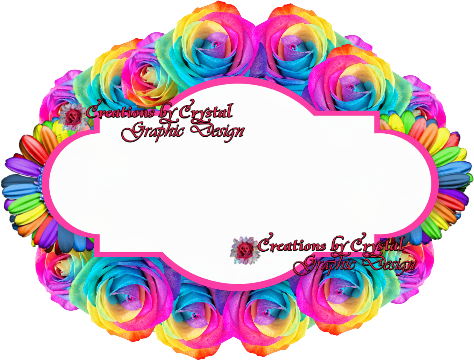 Cbyc Custom Borders Floral, Cbycgraphicdesign, Creations - Rose Borders Rainbow (2000x1500)