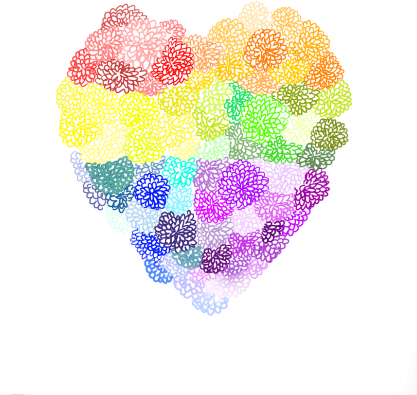 Rainbow Flower Heart Trans By Coolcat1239 - Heart (856x934)