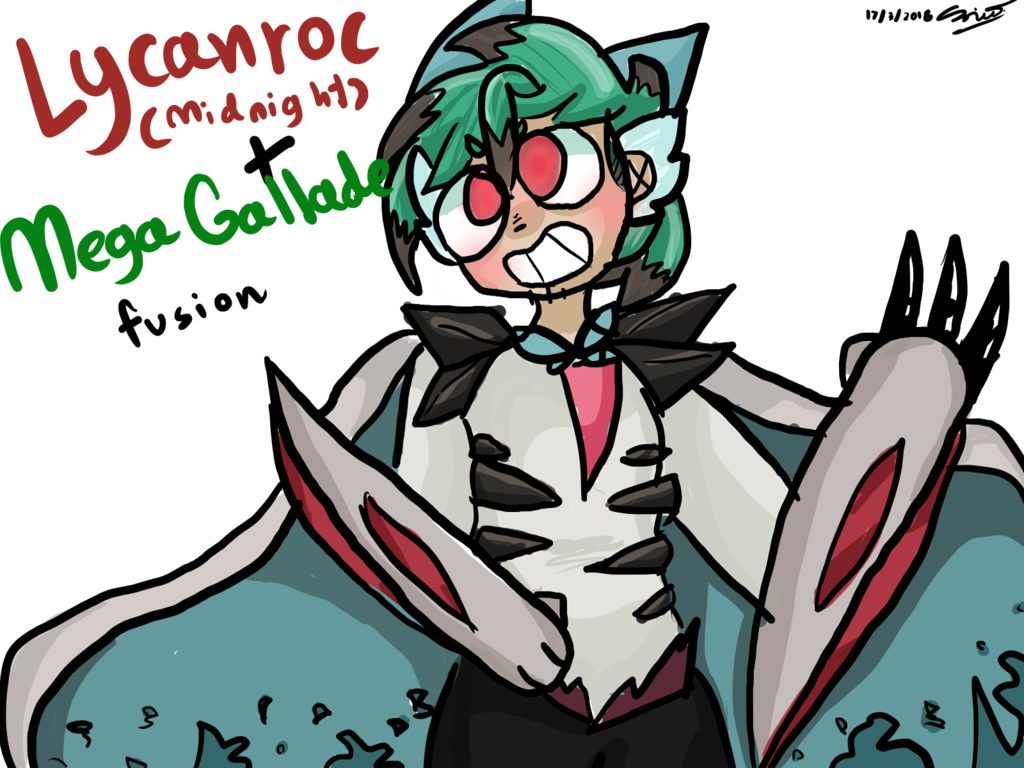 Mega Gallade Lycanroc Midnight By Theeeveelutionmaster - Cartoon (1024x768)