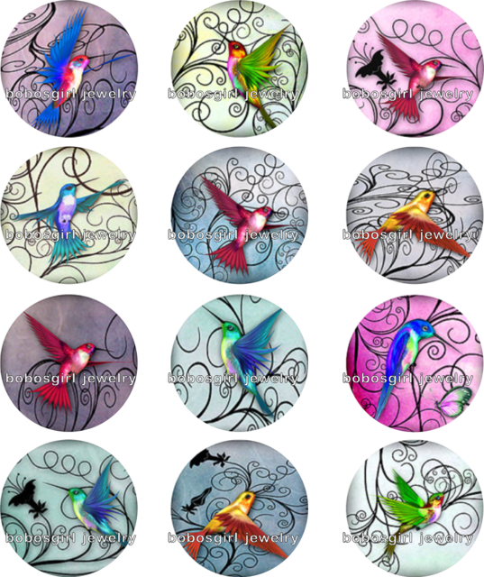 12pcs/lot High Quality Insect Butterfly Dragonfly 18mm - Whimsical Birds Silver Square Necklace Keyring V3 (537x640)