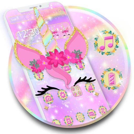Rainbow Flower Unicorn Theme Icon - Circle (512x512)
