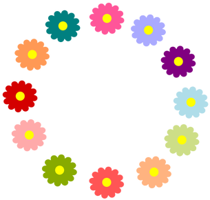 Rainbow Blomst Krans - Cartoon Flower Wreath Png (353x500)