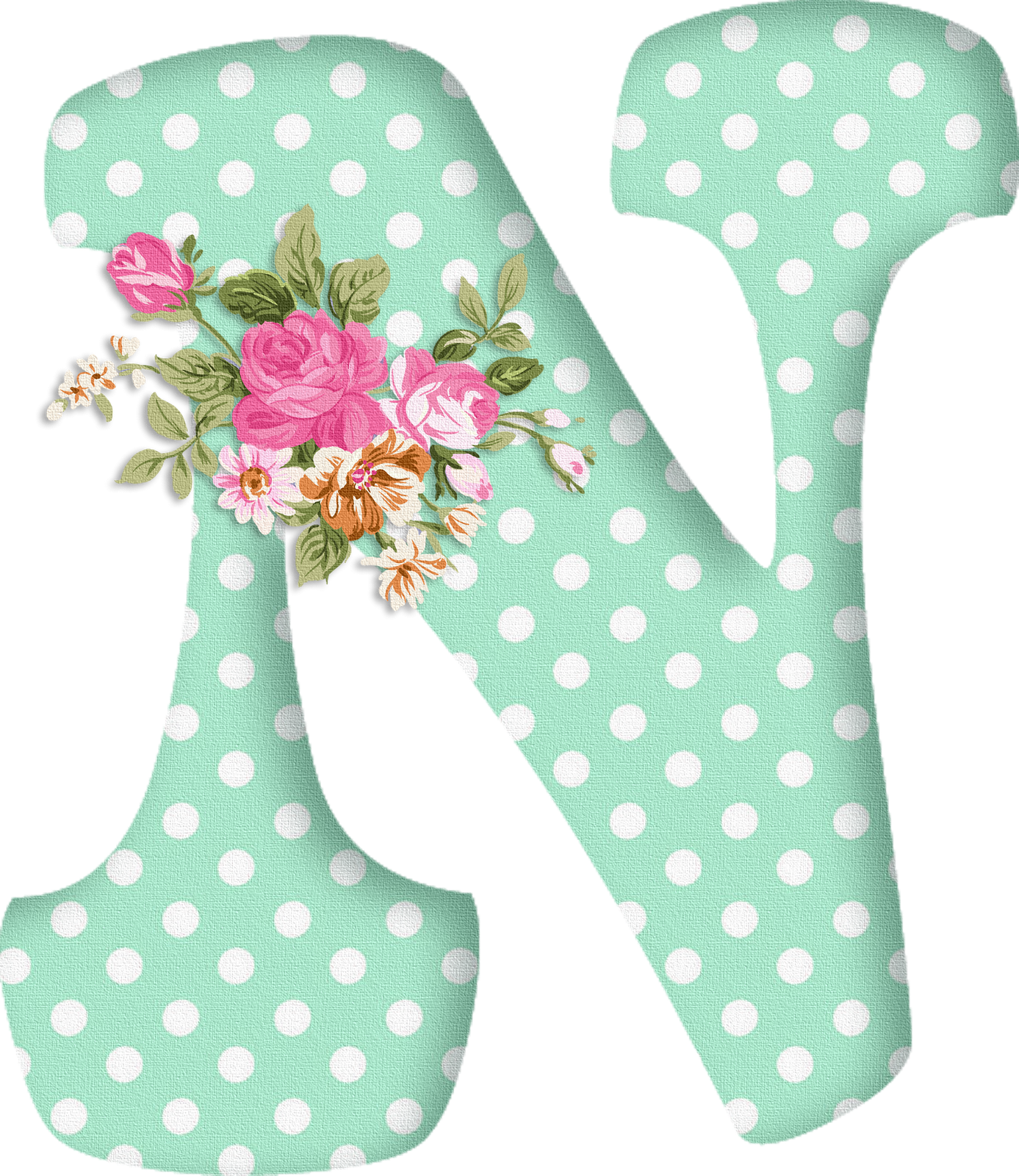 Abecedario Con Flores - Letra N Con Flores (1387x1600)