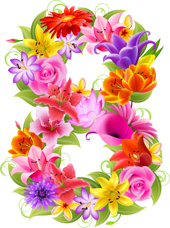 Flores De Pintura, Flores Na Arte, Números De Aniversário, - Number 8 Flowers Clipart (590x788)