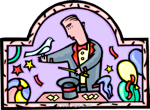 Magician With Props Royalty Free Vector Clip Art Illustration - Cartoon (480x353)