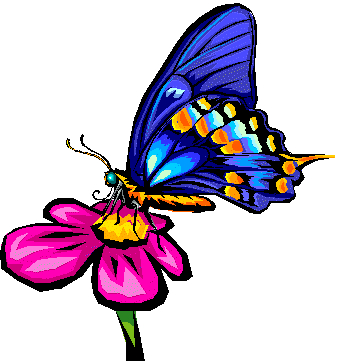 Pollination Clipart Butterfly - Butterfly On A Flower Art (340x364)