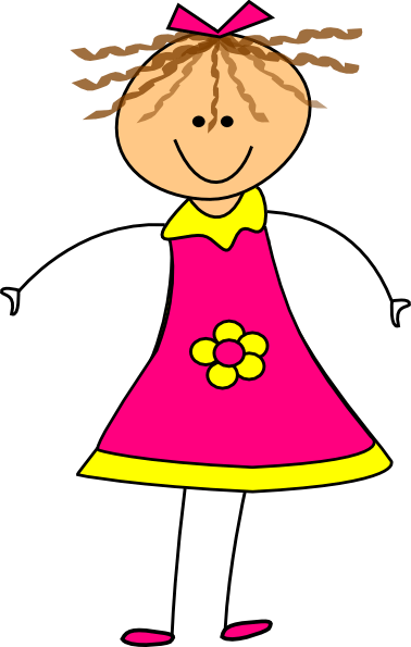 Pink Little Girl Clipart - Clip Art Of Happy Girl (378x595)
