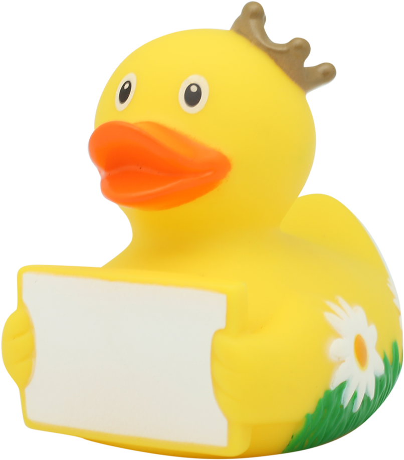 Rubber Duck With Greeting Sign By Lilalu - Duck (1024x1024)