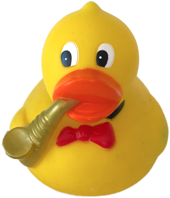 Saxophone Player Rubber Duck Is Has A Sax And Red Bowtie - Rubber Ducky Transparent (1280x1280)