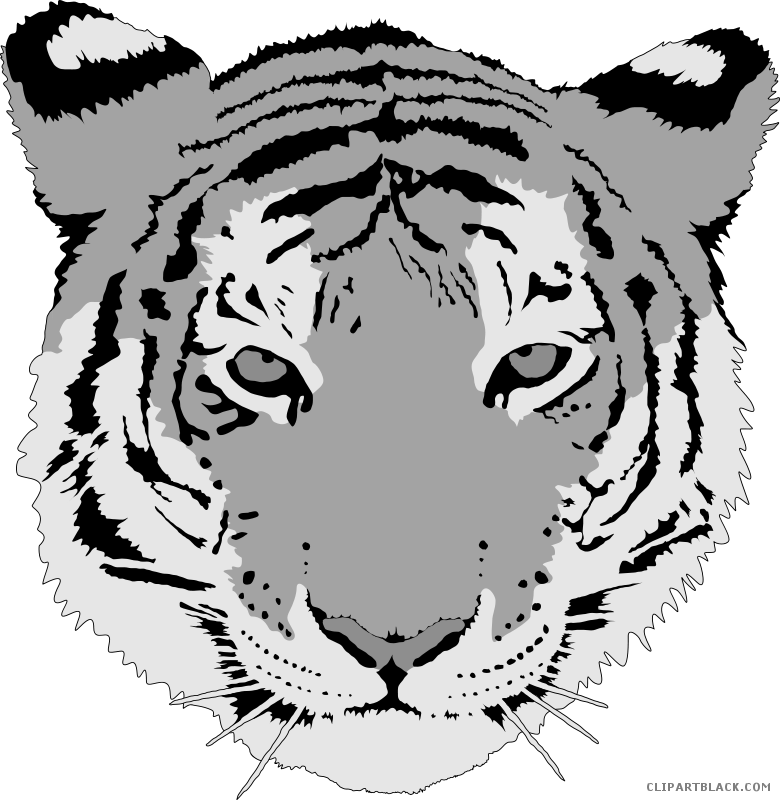 Tiger Face Animal Free Black White Clipart Images Clipartblack - Sma N 1 Simo (780x800)