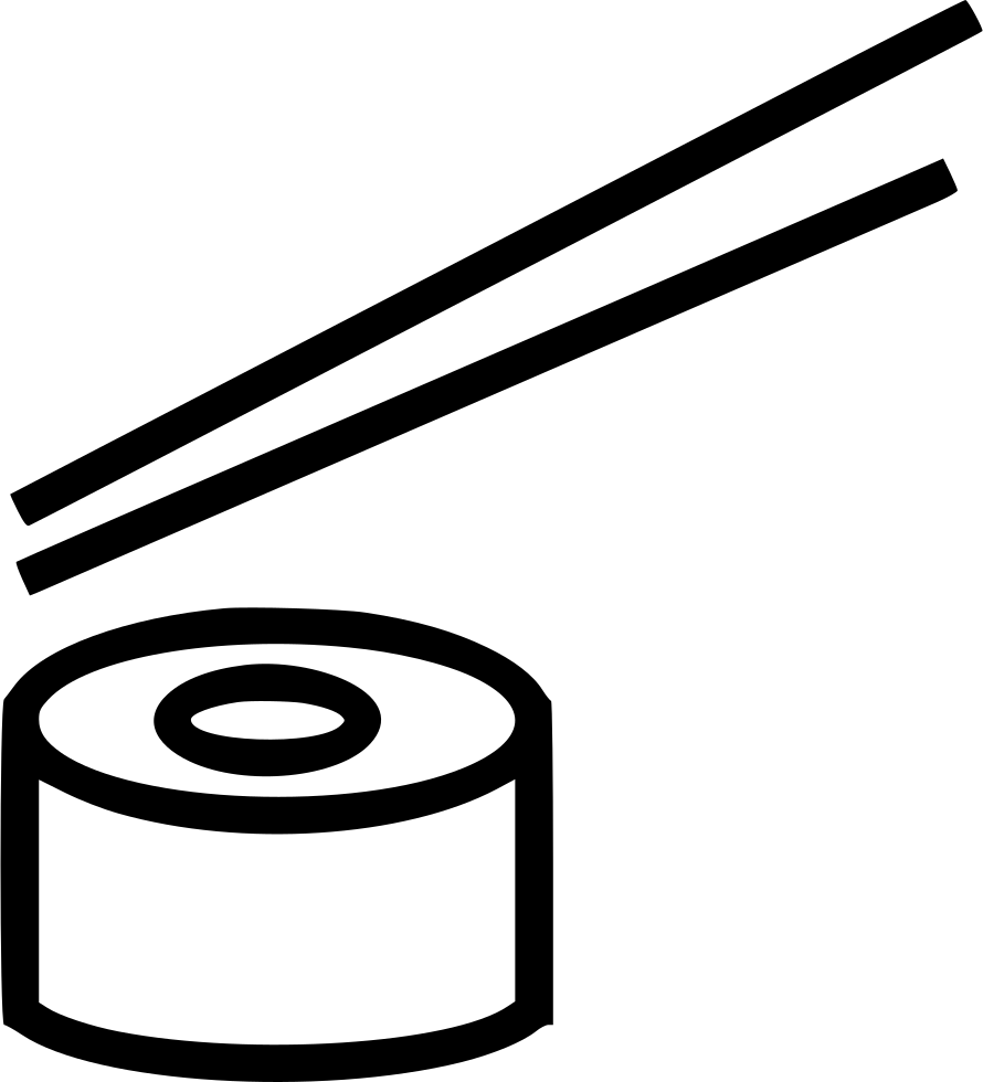 Sushi Roll Chopstick Comments - Line Art (890x980)