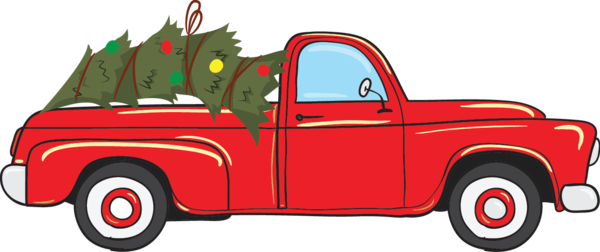Vintage Red Christmas Truck - Decal (600x252)