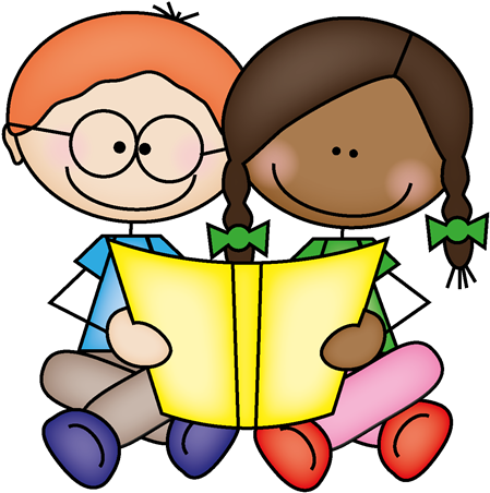 Stick Kids Reading Clipart - Kids Reading Clipart (500x485)