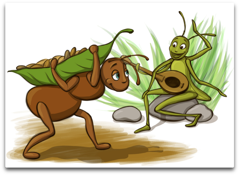 Ant And Grasshopper - Fable Of The Ant And The Grasshopper (813x623)