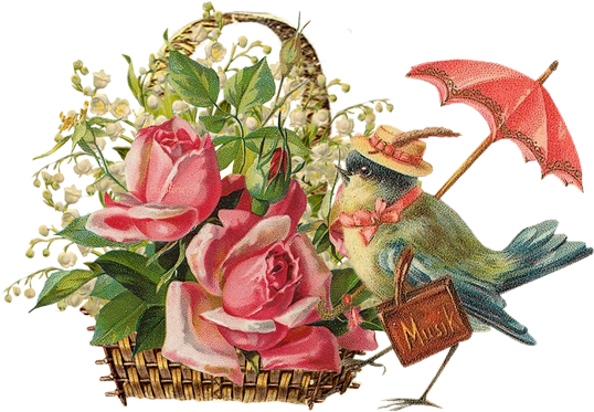 Rose Designvintage Birdsvintage - Vintage Flowers Clip Art (538x373)