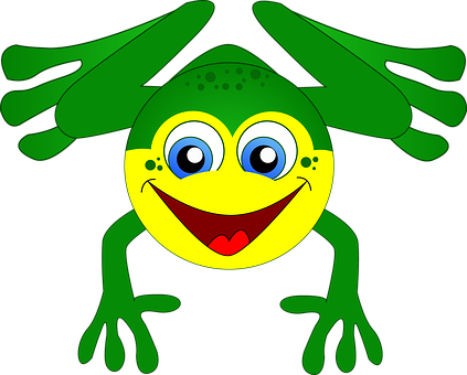 Frog Amphibian Green Cartoon Animal Happy - Imagenes De Anfibios Animados (423x340)