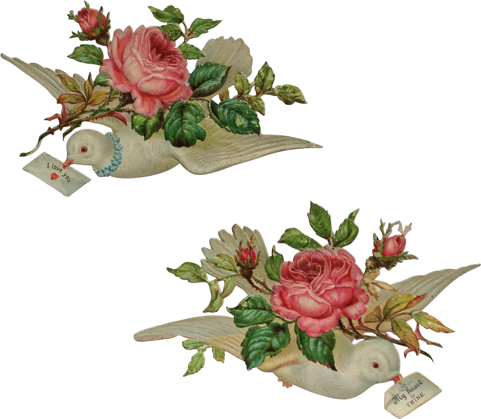 Two Valentine's Love Birds- Die Cut Scrap - Garden Roses (1831x1831)