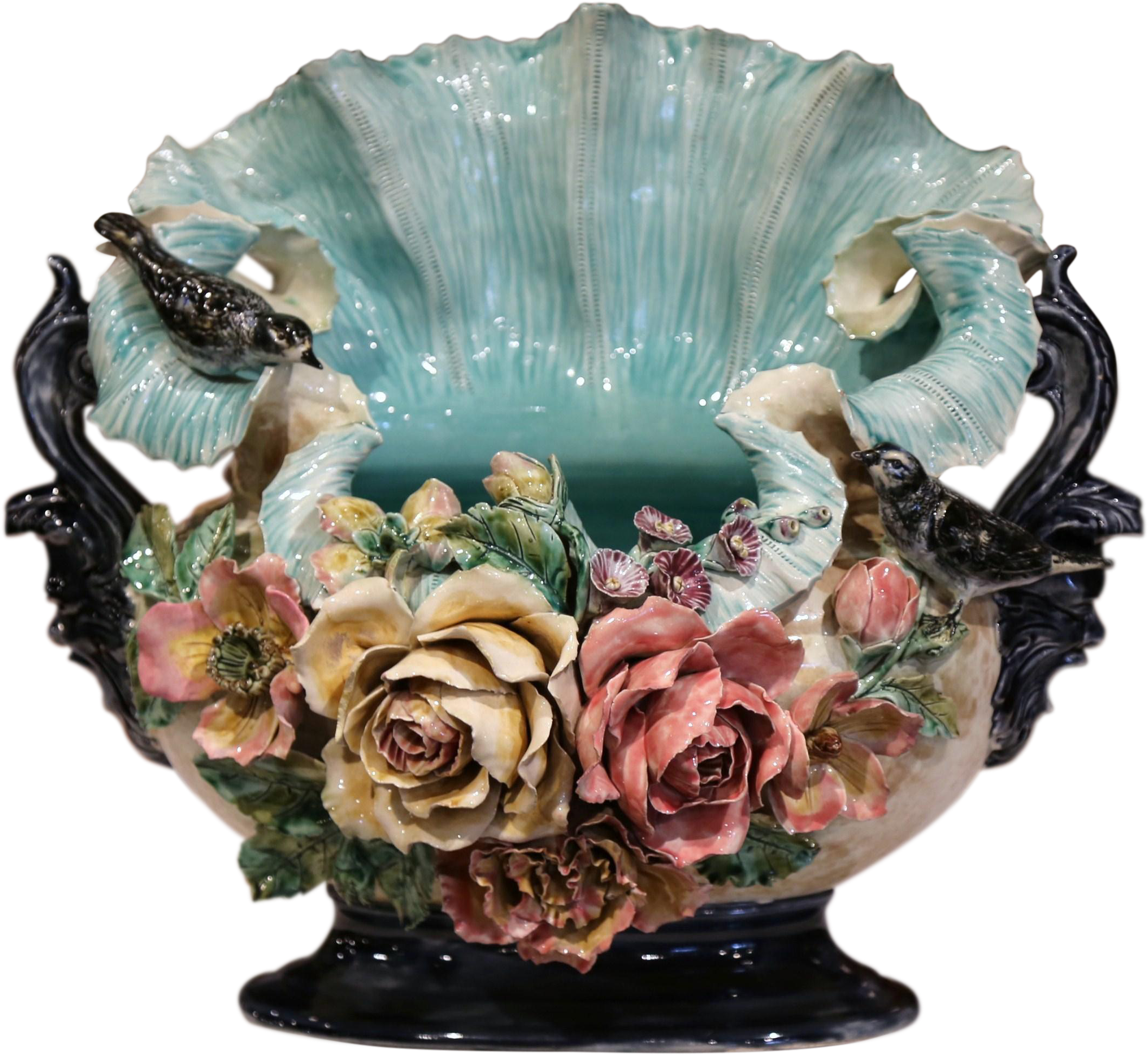 19th Century French Barbotine Cachepot With Hand-painted - Fountain (2350x2160)