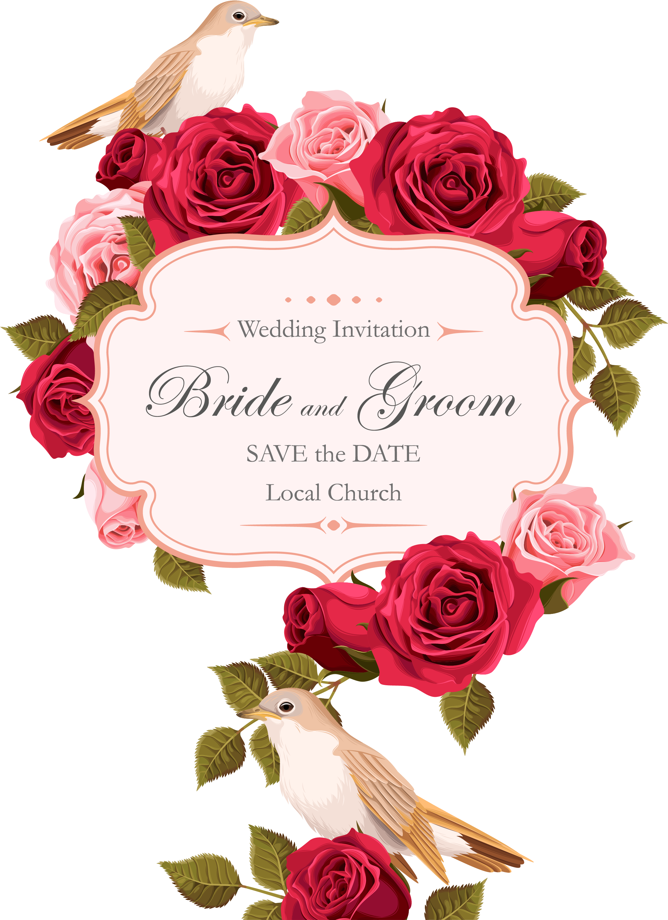 Wedding Invitation Rose Euclidean Vector - Red Rose Invitation Free Vector (2480x3508)
