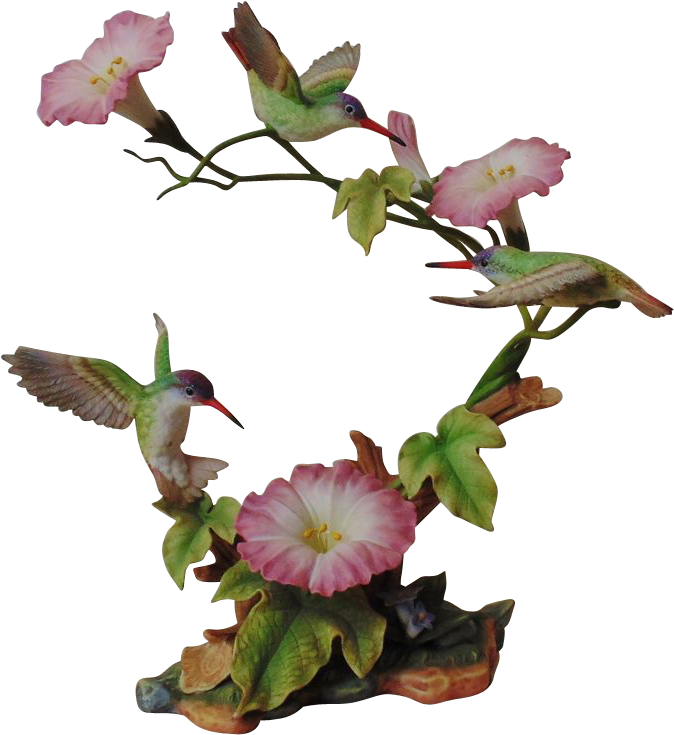 Maruri Bisque Porcelain Hummingbird Morning Glory Flowers - Artificial Flower (734x734)