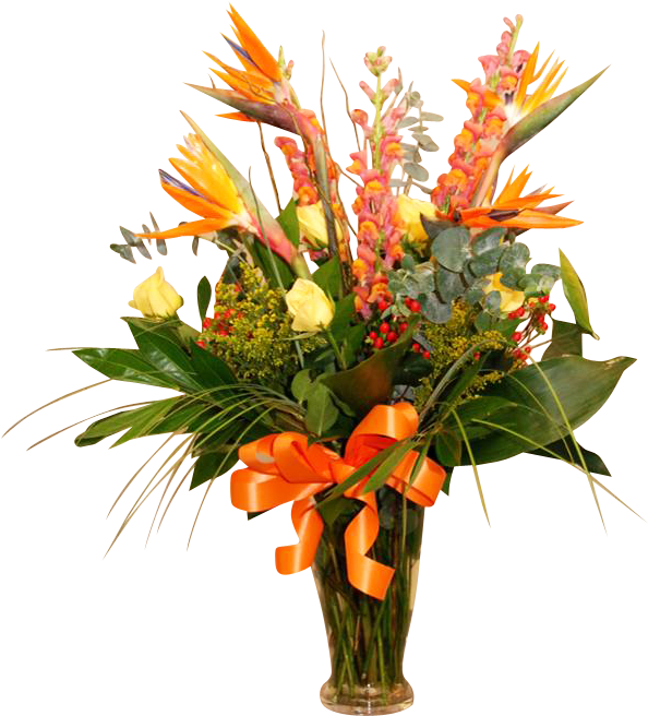 Vase Arrangement Tropical Mix And Rose - Bird Of Paradise (846x1000)