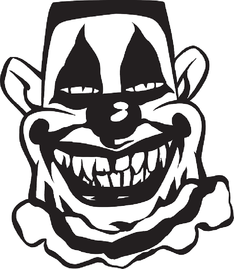Creepy Smile Cliparts - Scary Clown Clipart Black And White (800x920)