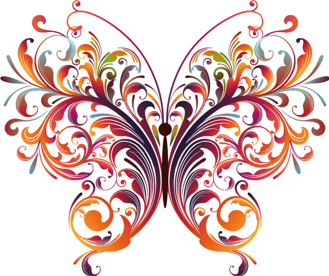 Butterfly Drawing Art Clip Art - Floral Butterfly Design Vector (647x543)