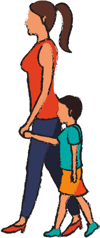 Mom And Son Walking People Character - Vector Graphics (550x550)