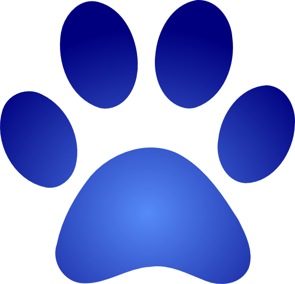Blue Paw, With Gradient Clip, At Clker - Blue Paw Print Transparent Background (600x578)