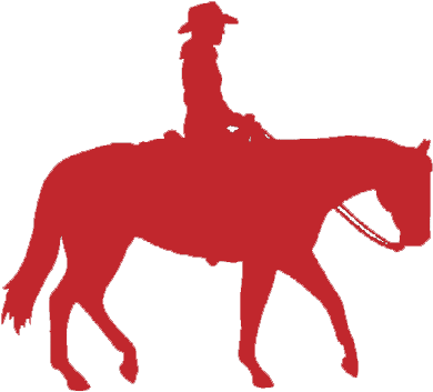 Rodeo Bible Camp - Horse And Rider Silhouette (500x378)