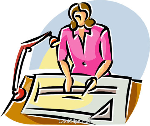 Architect Working On A Drafting Table Royalty Free - Architect Clipart Png (480x404)