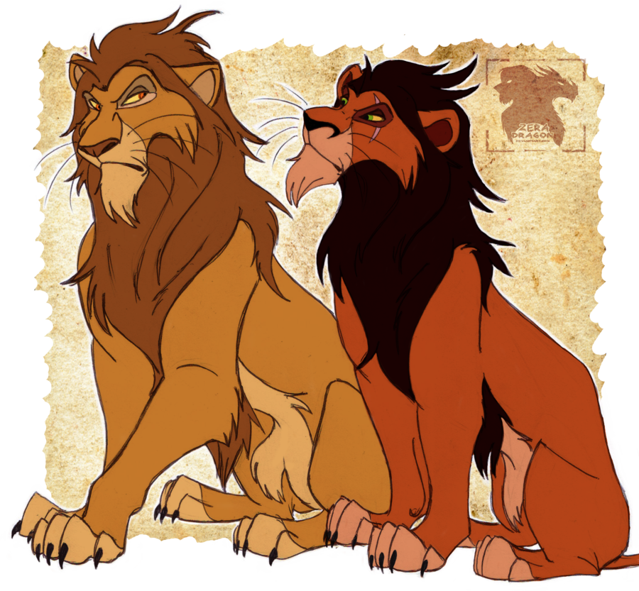 Selfish And Scar By Mganga The Lion - Lion King Female Scar (900x833)