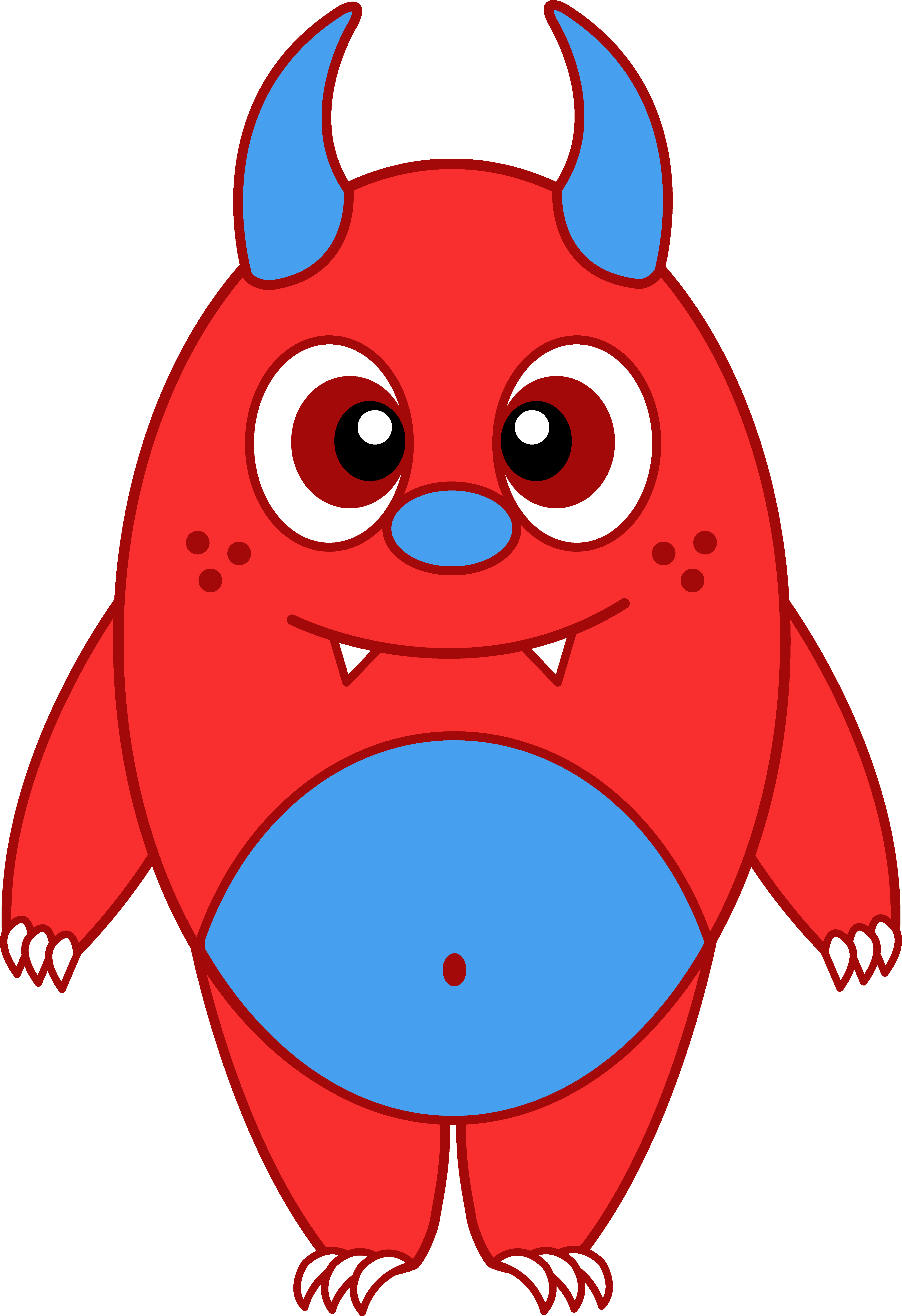 Cartoon Monsters Clip Art - Little Red Monster (4611x6729)