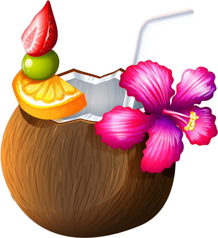 Hawaii Clipart Potluck - Coconut Drink Clip Art (800x853)
